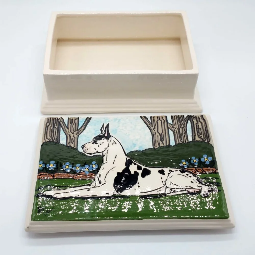 Great Dane Dog Handmade Ceramic Keepsake Trinket Jewelry Box